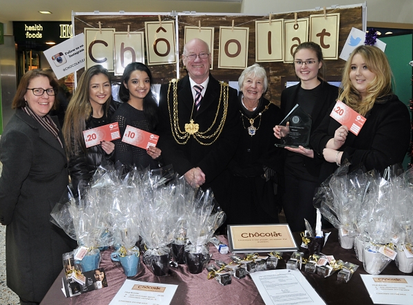 Chocolat with Lord Mayor & Lady Mayoress of Leeds & Susan from Merrion Centre Management